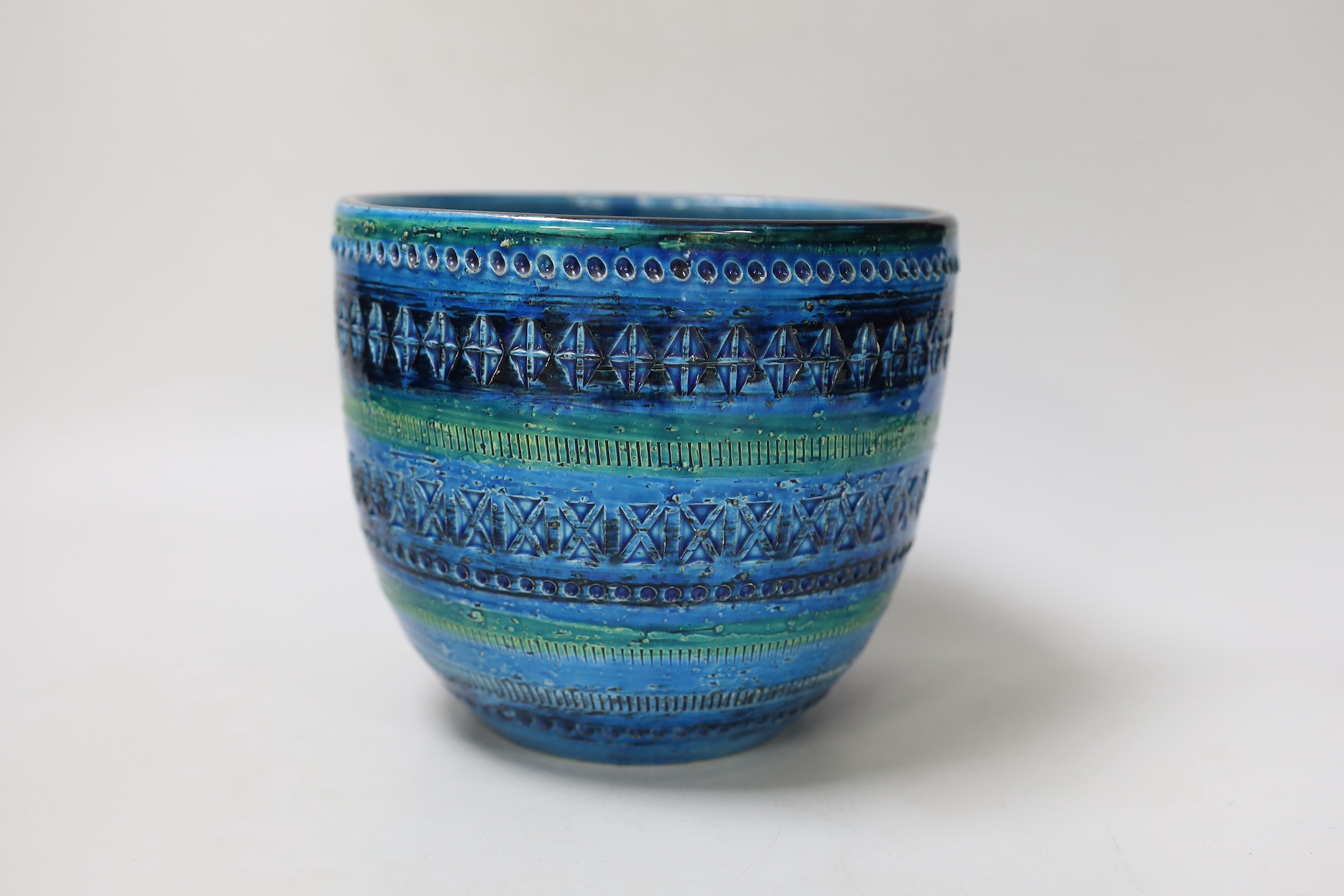 An Aldo Londi turquoise glazed jardiniere 1955, Rimini blue, 16cm